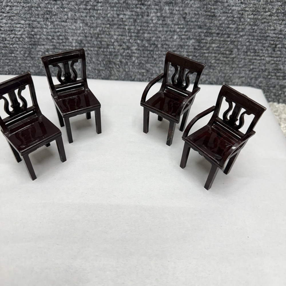 Vintage dollhouse miniature furniture Plasco chairs lot x4